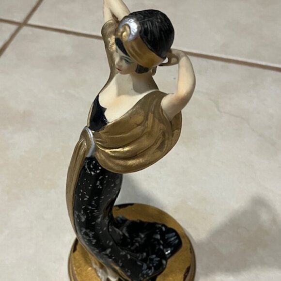 VTG Hand Painted Burlesque Dancer Roaring 20's Style Statue Figurine 11" Tall - Picture 4 of 16